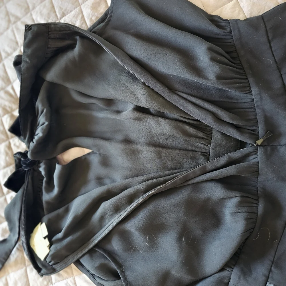 Kate Spade Elegant Chic Black Velour‎ Accents Bow Sleeveless Jumpsuit Sz 8